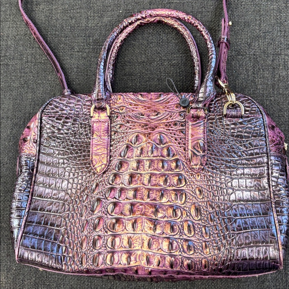Brahmin Marissa Purple Croc-Embossed Satchel Bag - Women - Picture 3 of 8